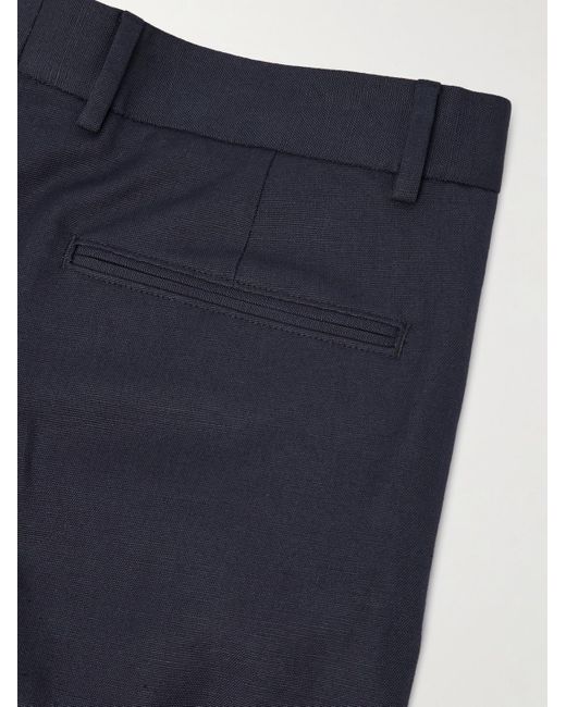 Loro Piana Blue Cedric Tapered Cotton And Linen-Blend Canvas Trousers for men