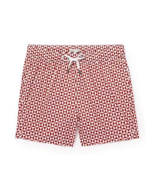 Onia Red Charles Straight-leg Mid-length Printed Swim Shorts for men