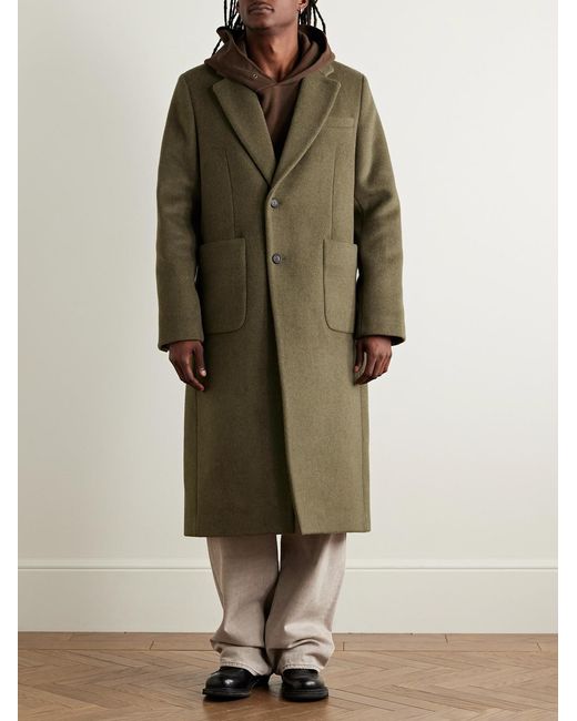Our Legacy Green Robe Melton Wool-Blend Overcoat for men