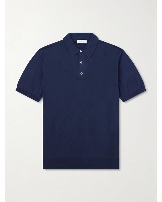 Boglioli Blue Slim-Fit Garment-Dyed Cotton Polo Shirt for men