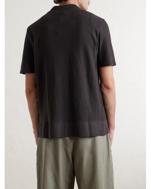 Mr P. Black Camp-Collar Linen And Organic Cotton-Blend Shirt for men
