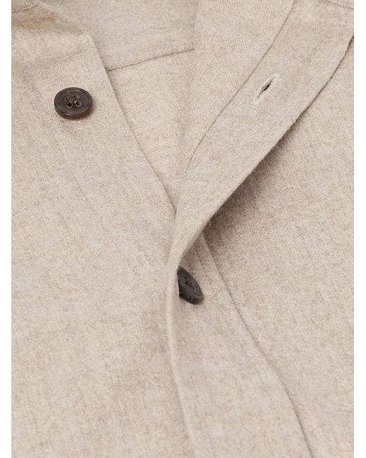 James Purdey & Sons Natural Cutaway-collar Wool And Cashmere-blend Shirt for men