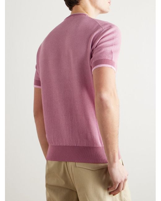 Piacenza 1733 Pink Waffle-Knit Cotton T-Shirt for men