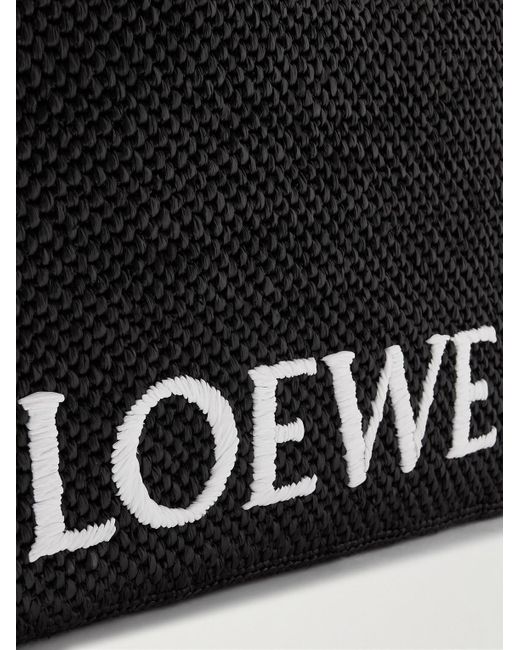 Tote bag media in rafia con logo ricamato di Loewe in Black da Uomo