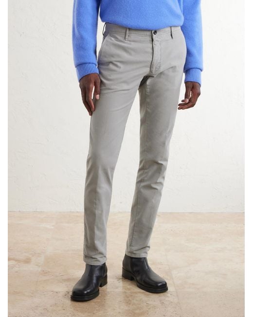 Slowear Gray Straight-Leg Stretch-Cotton Trousers for men