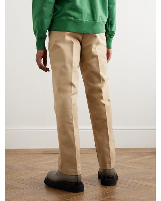 SAINT Mxxxxxx Natural Straight-Leg Pleated Cotton-Canvas Trousers for men