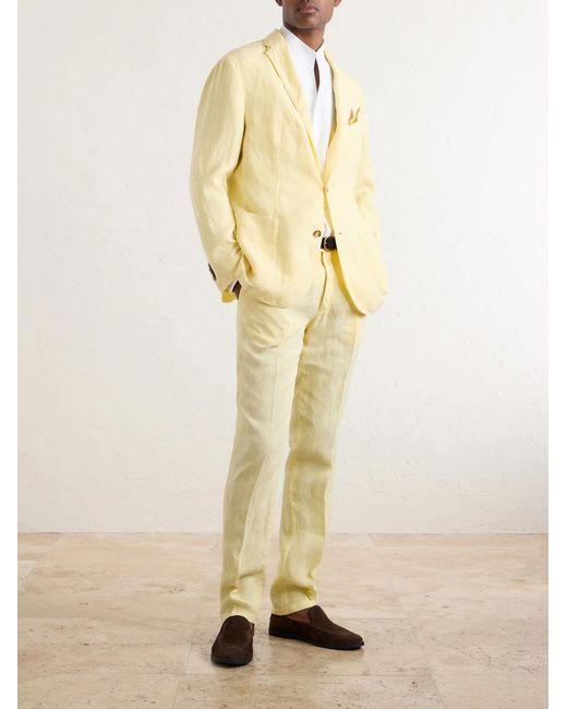 Boglioli Yellow Linen Suit Jacket for men