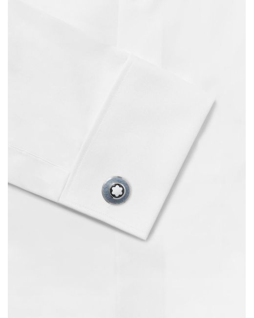 Montblanc Silberfarbene Manschettenknöpfe mit Emaille in Metallic für Herren