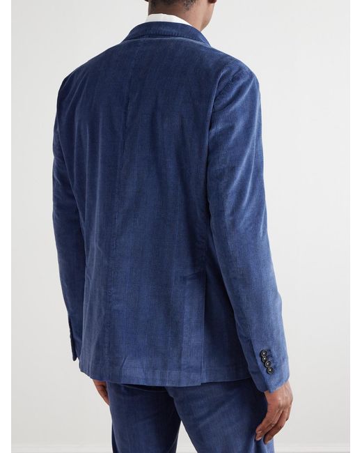 Massimo Alba Blue Catch2 Prince Of Wales Checked Cotton-Blend Corduroy Blazer for men