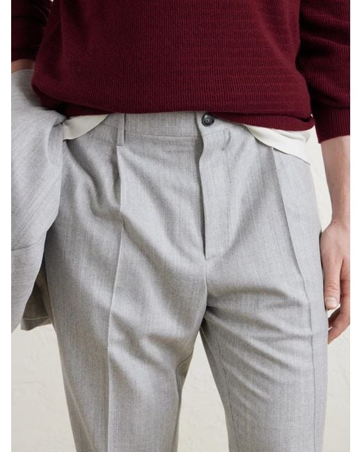 Canali Gray Straight-Leg Wool Trousers for men