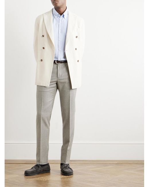 Slowear Gray Venezia 1951 Slim-Fit Pleated Checked Wool Trousers for men