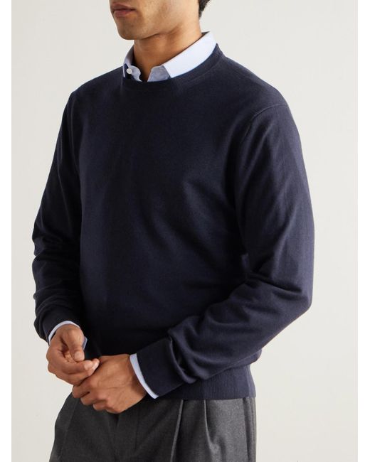 Canali Blue Slim-fit Cashmere Sweater for men