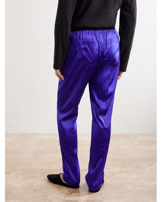 Tom Ford Blue Silk-Blend Satin Pyjama Trousers for men