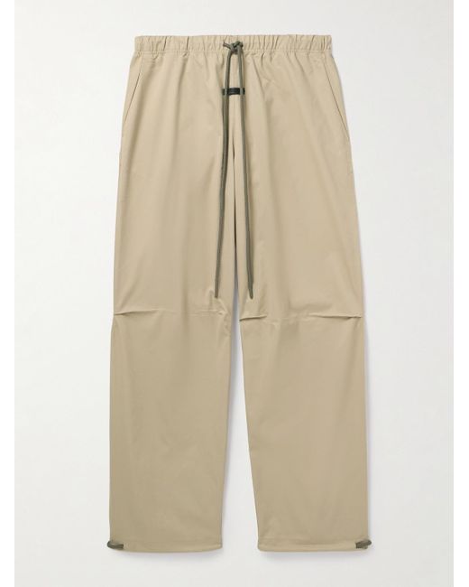 Fear Of God Natural Wide-leg Logo-appliquéd Cotton-blend Drawstring Trousers for men