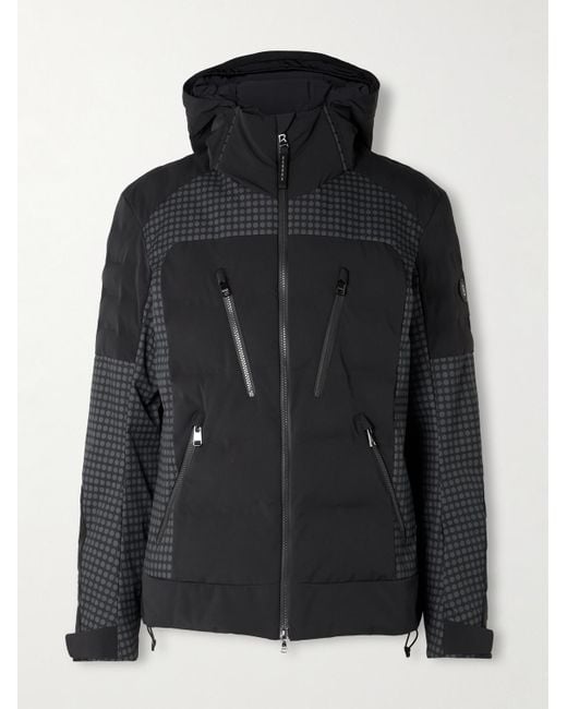 Bogner Black Fionn2-T Panelled Quilted Hooded Ski Jacket for men