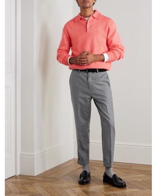 Beams Plus Pink Wool-Blend Polo Shirt for men