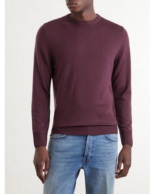 Canali Purple Wool Sweater for men