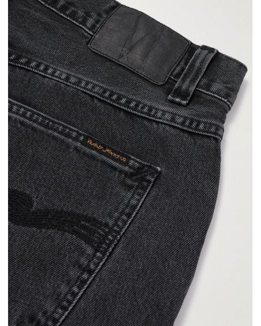 Nudie Jeans Black Faded Straight-Leg Denim Jeans for men