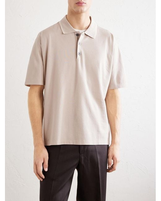 FRAME Natural Cotton-Piqué Polo Shirt for men