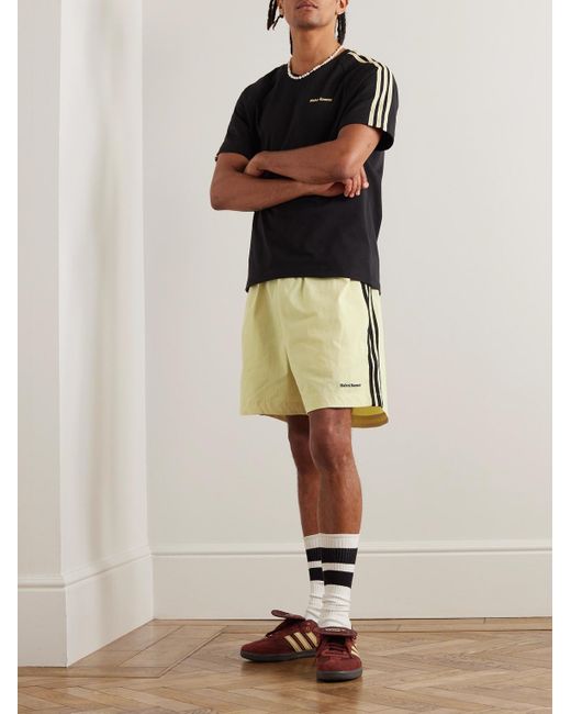 Adidas Originals Metallic Wales Bonner Wide-leg Crochet-trimmed Stretch Recycled-shell Shorts for men