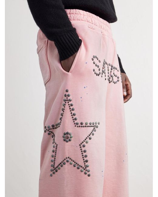 Satoshi Nakamoto Pink Wide-leg Studded Cotton-jersey Sweatpants for men