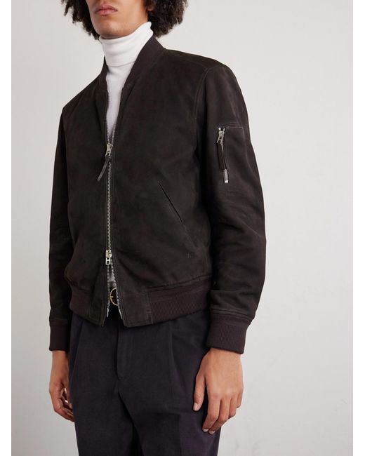 Tom Ford Black Suede Bomber Jacket for men