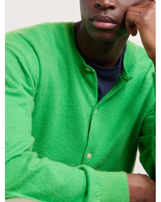 Auralee Green Brushed Cashmere And Cotton-Blend Cardigan for men