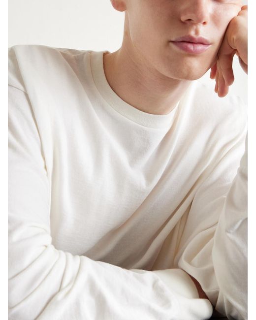 A.PRESSE White Cotton And Cashmere-Blend T-Shirt for men