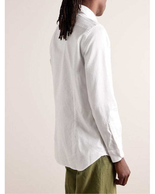 Incotex White Glanshirt Slim-fit Cotton Oxford Shirt for men