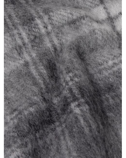 Thom Browne Gray Checked Mohair-Blend Sweater for men