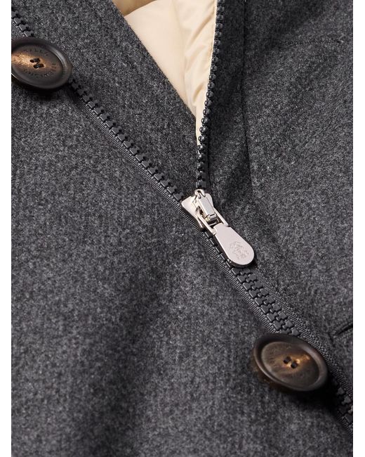 Brunello Cucinelli Gray Wool-Blend Padded Down Hooded Parka for men