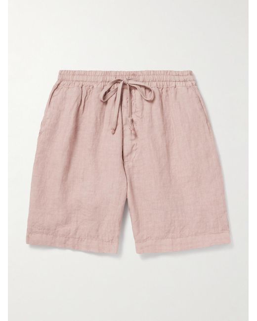 Altea Pink Samuel Straight-leg Linen Drawstring Shorts for men