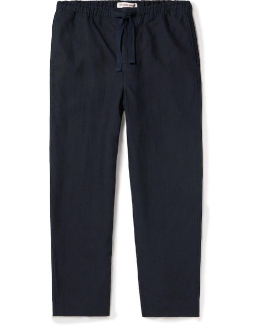 Orlebar Brown Blue Alex Straight-leg Linen Drawstring Trousers for men