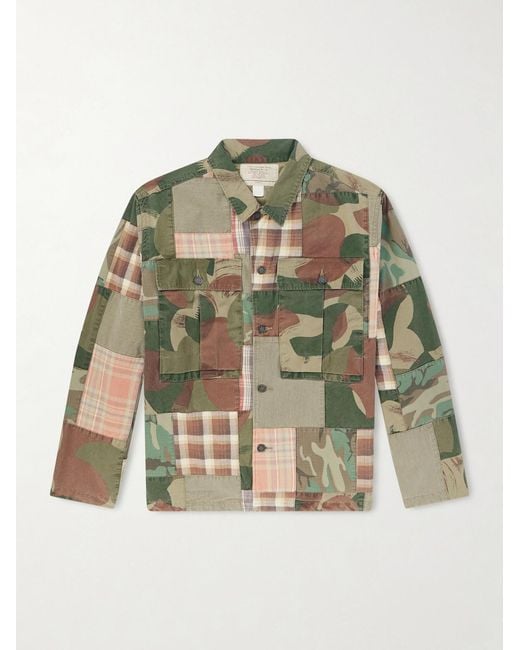 RRL Green Patchwork Cotton Shirt for men