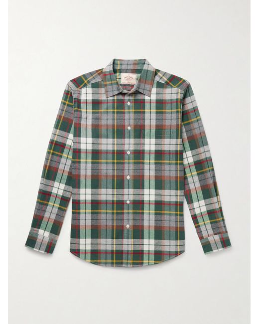 Portuguese Flannel Green Teca Checked Organic Cotton-Flannel Shirt for men