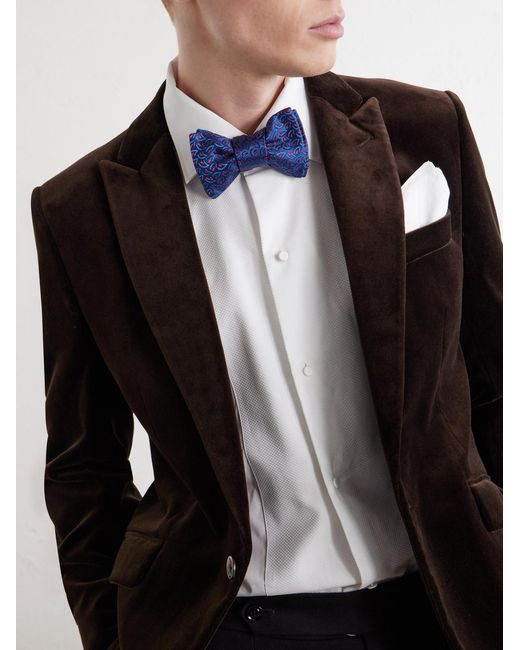 Charvet Blue Silk-Jacquard Bow-Tie for men