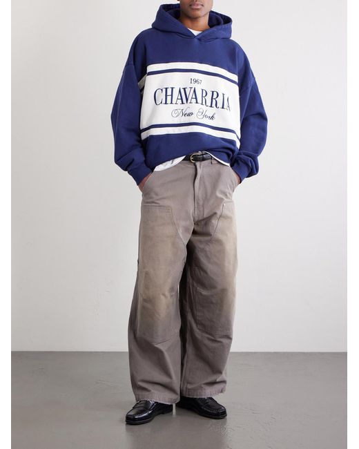 Willy Chavarria Blue Gilroy Logo-embroidered Cotton-jersey Hoodie for men