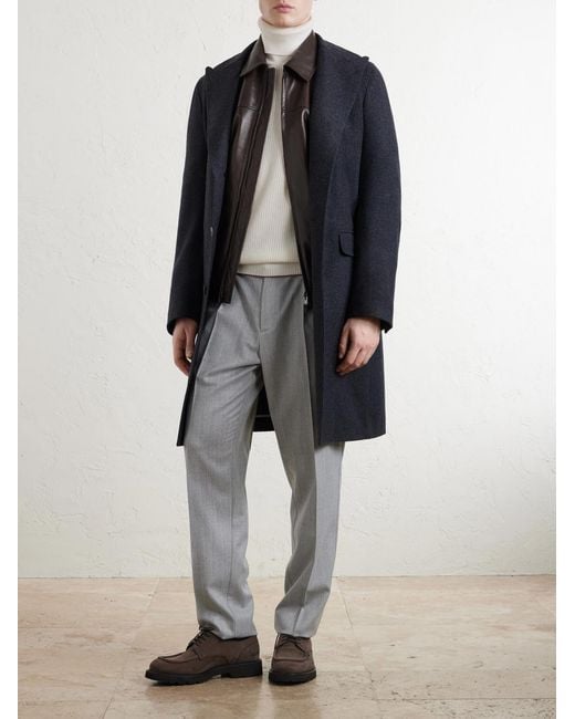 Canali Blue Nuvola Wool And Cashmere-Blend Coat for men