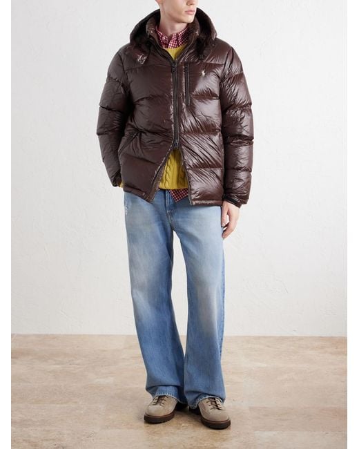 Polo Ralph Lauren Brown Logo-embroidered Quilted Recycled-shell Hooded Down Jacket for men