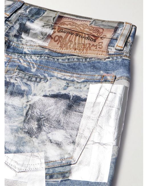 Acne Blue 1979 Skinny-fit Foiled Trompe-l'œil Printed Organic Jeans for men
