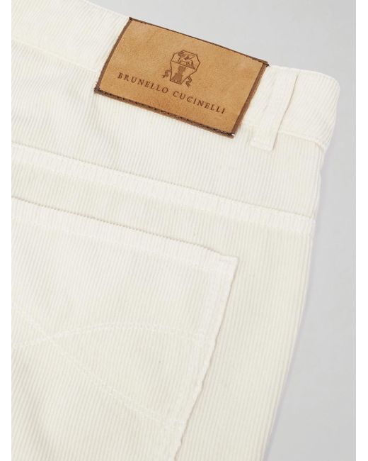 Brunello Cucinelli Natural Slim-fit Cotton-corduroy Trousers for men