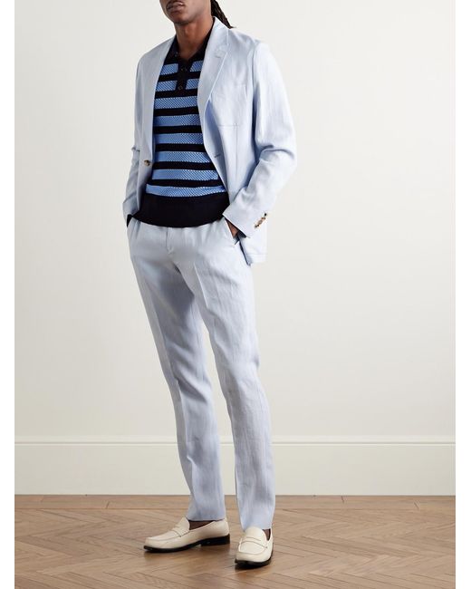 Paul Smith Blue Unstructured Linen Suit Jacket for men