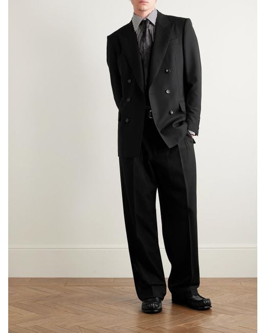 Tom Ford Black Straight-Leg Pleated Wool-Crepe Suit Trousers for men
