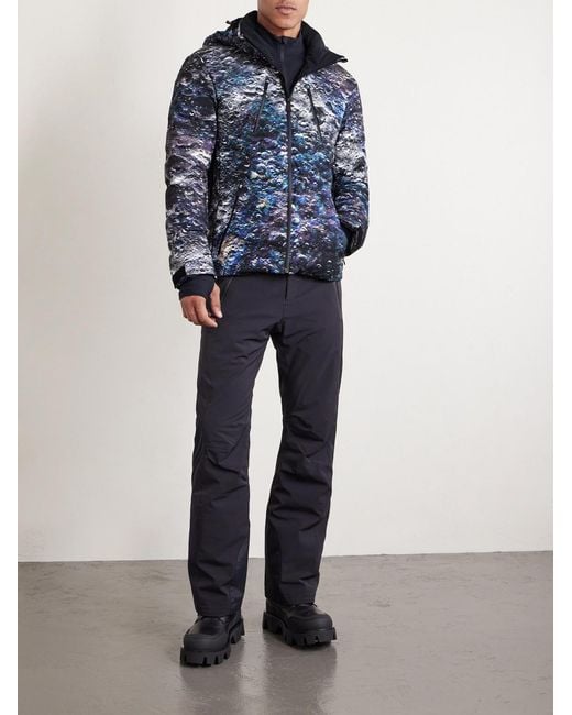 Aztech Mountain Blue Mdj Nuke Suit Printed Quilted Hooded Down Ski Jacket for men