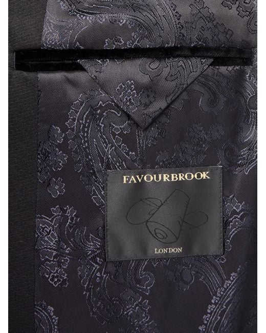 Favourbrook Black Slim-Fit Double-Breasted Cotton-Velvet Tuxedo Jacket for men