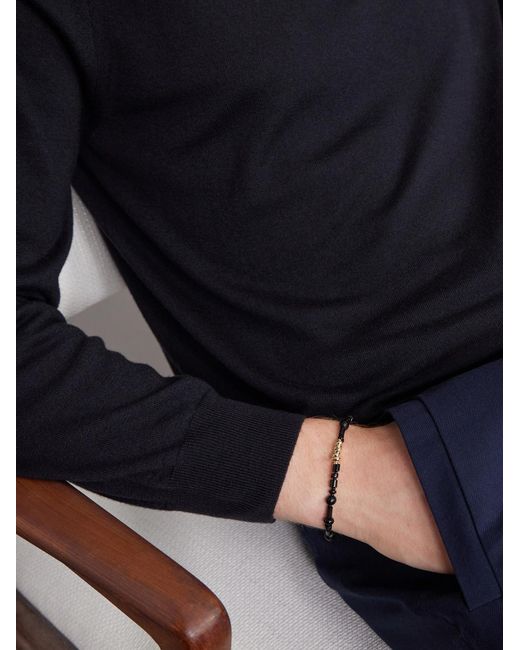 Luis Morais Black 14-Karat Agate Beaded Bracelet for men