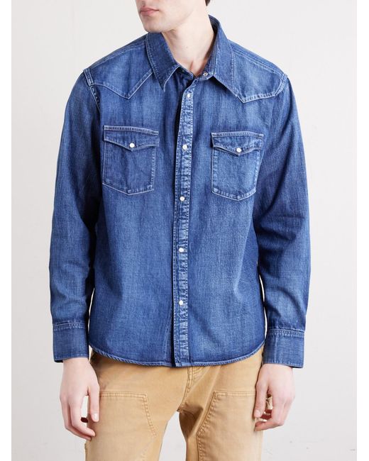 Visvim Blue Denim Western Shirt for men