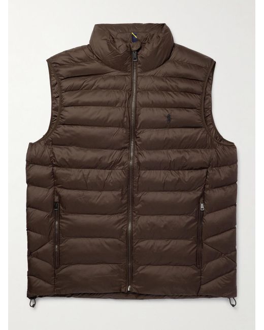Polo Ralph Lauren Colden Logo Embroidered Padded Quilted Nylon Gilet in Brown for Men Lyst UK