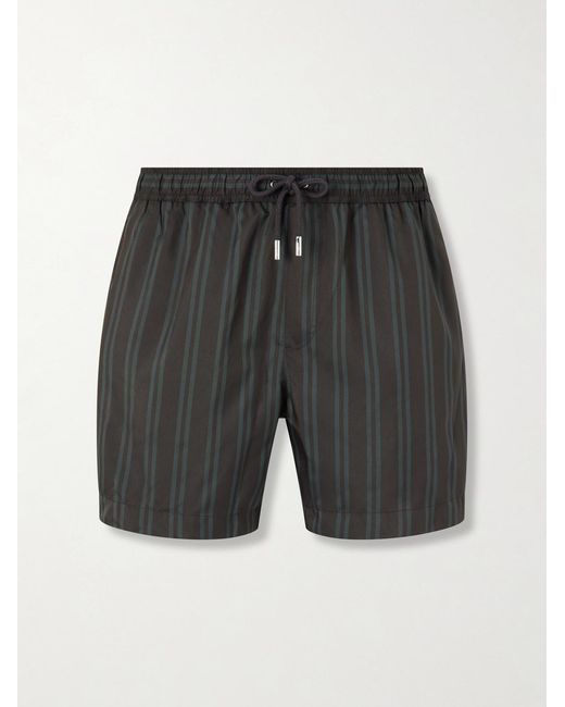 Mr P. Gray Straight-Leg Mid-Rise Striped Swim Shorts for men