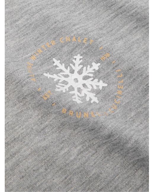 Brunello Cucinelli Gray Logo-print Silk And Cotton-blend Jersey T-shirt for men
